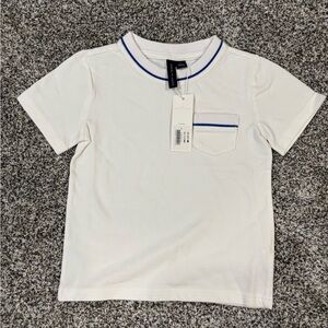 Janie and Jack Boys Knit Pocket Tee Shirt Size 3 White Short Sleeve Crew Neck